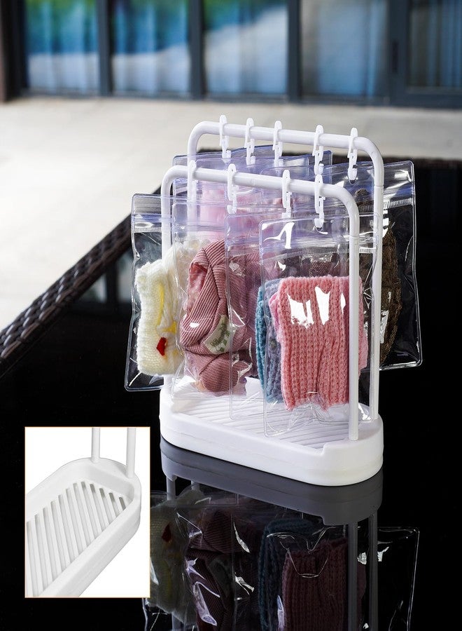 Treayes Doll Clothes Organizer with 20 PVC Clear Bags - Detachable Hanging Rack with Tiered Design & 20 Hooks, Wardrobe Storage for 7 Inch Fashion Dolls - Image 4